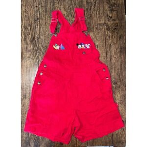 vintage mickey and friends embroidered shortall Adlt medium red Mickey unlimited